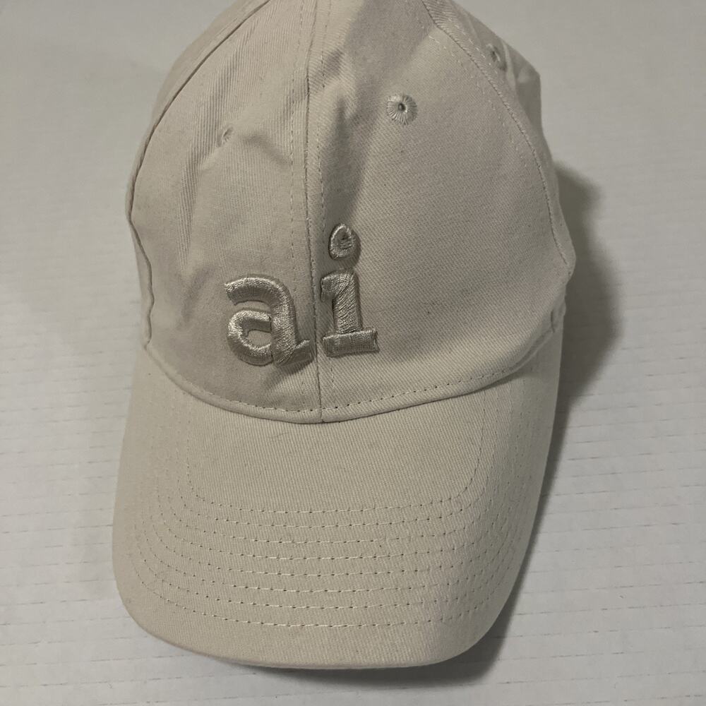 Men’s AI Baseball Cap Adjustable Closure 100 Percent Cotton Tan Cream Color